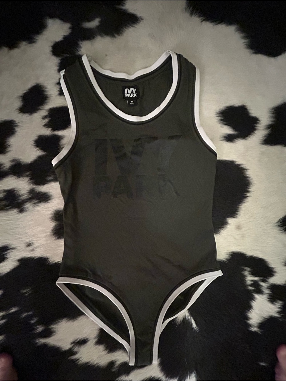 IVY PARK Olive Green Bodysuit One-Piece with White Trim